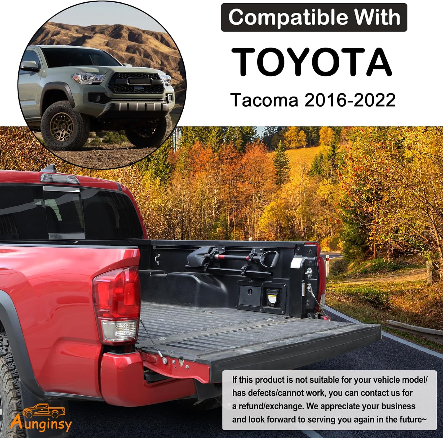 Aunginsy Bed Rail Mount Brackets Compatible with Toyota Tacoma 2016-2023 Truck Bed Rail Track System Bed Rail Modular Accessory Mount for Shovels, Recovery Boards, Fuel Cans & Other Accessories