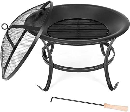 Garden Fire Pit Outdoor Fire Pit .BBQ Grill Outdoor Wood Burning Outdoor Party BBQ Fire Pit Stove Garden Patio Wood Log Barbecue Grill Net Set Cooking Tools Brazier Stove Grill Barbecue Rack