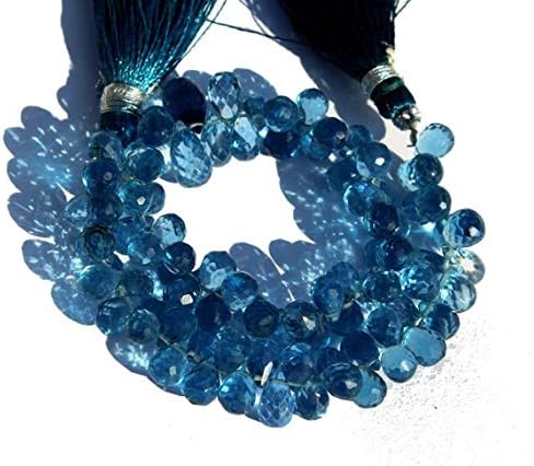 13 inch natural beads strand of 7x5-10x6mm faceted teardrop blue quartz gemstone briolletes beads for DIY jewelry - necklace, bracelet, earring, ring.