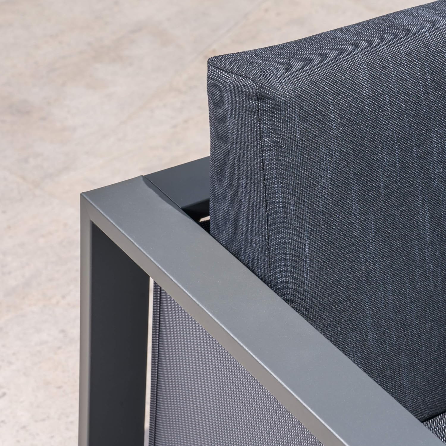 Great Deal Furniture Outdoor 4-Seater Aluminum Chat Set with Fire Pit and Tank Holder, Dark Gray and Black and Light Gray