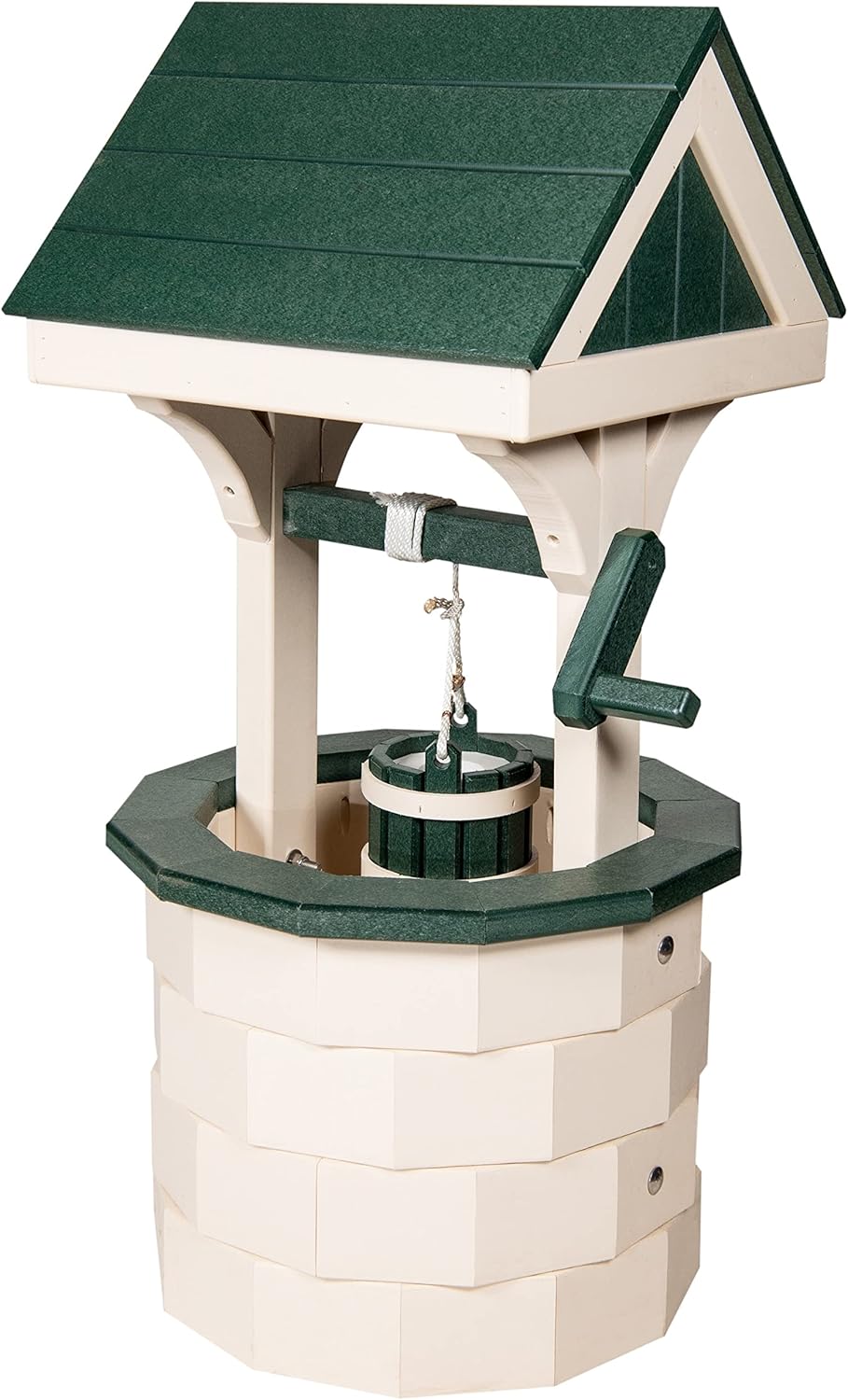 Furniture Barn USA Small Poly Lumber Ivory and Turf Green Wishing Well