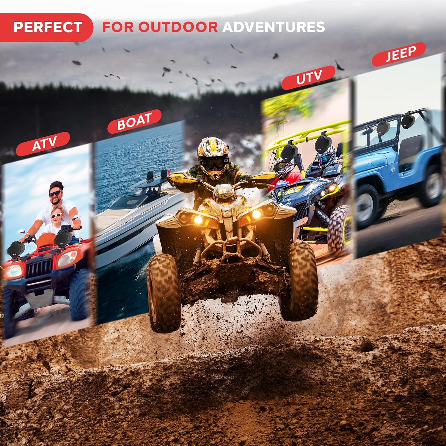 8 Inch Dual Marine Speakers - 2 Way IP44 Waterproof, Weather Resistant Outdoor Audio Stereo Sound System with 200 Watt Power and Poly Mica Cone and Butyl Rubber Surround - 1 Pair - PLMRB85 (Black)