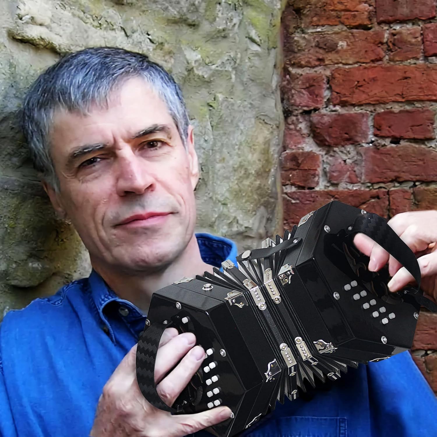 Concertinas，20 Buttons Accordion For Adults Professional Accordion for Beginners, Adjustable Hand Strap, Musical Instrument Accessories With Carrying Bag, Harmonica,Wipe Cloth (black)