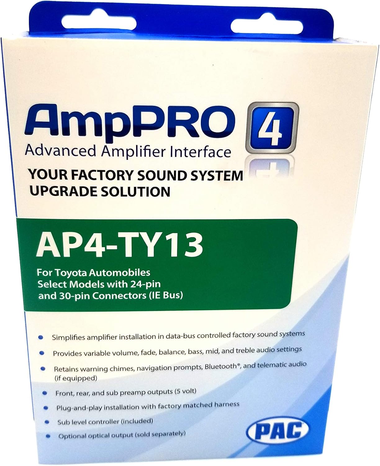 PAC Audio AP4-TY13 (R.2) Amplifier Integration Interface for Select 2018 +Toyota and Lexus Vehicles with 24-pin and 30-pin with Premium Amplified sound Systems.