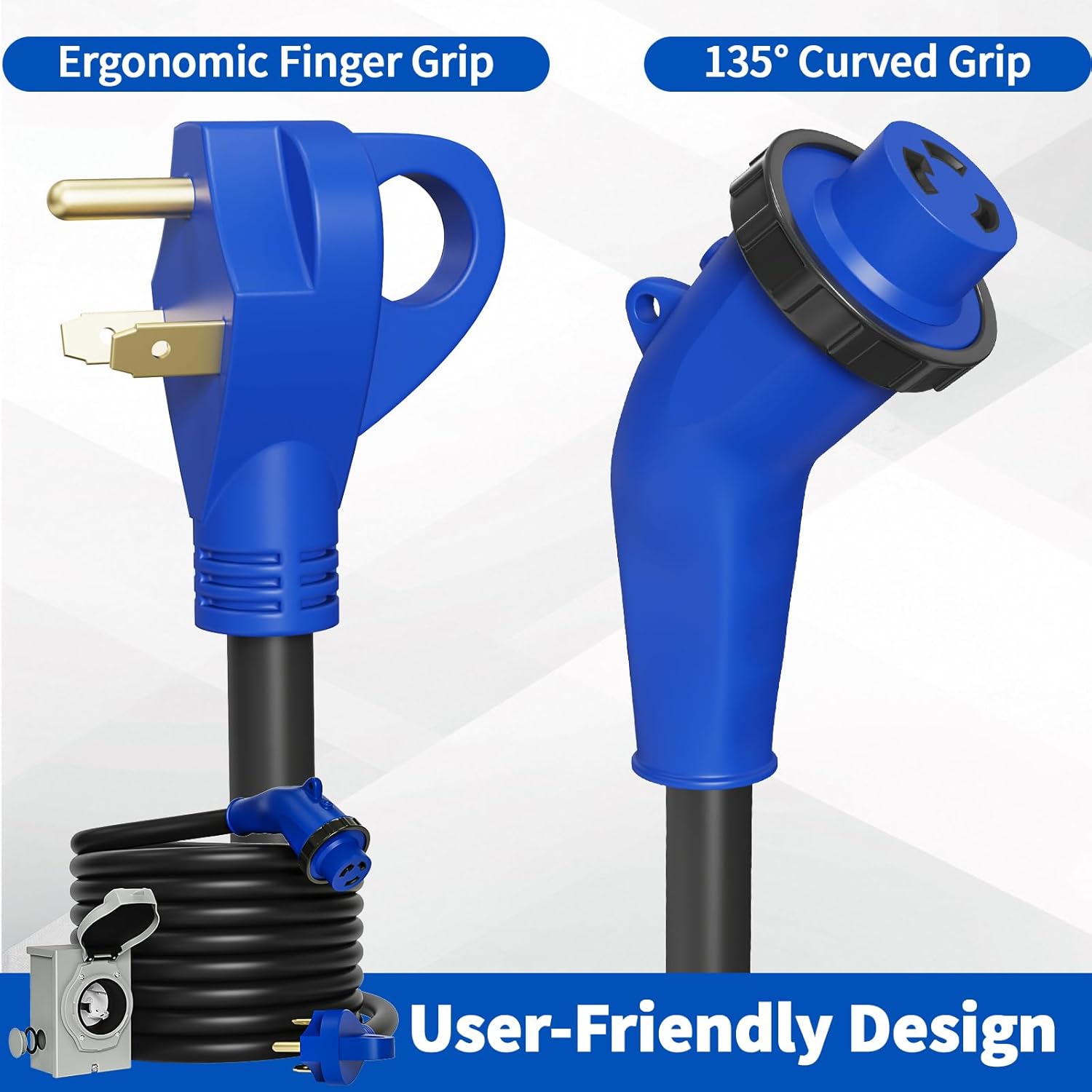 30 Amp Generator Cord and Power Inlet Box, 25FT Generator Extension Cord 30 Amp,125V Generator Power Cord NEMA TT-30P to NEMA L5-30R 135 Degree Twist Lock Connector ETL Listed