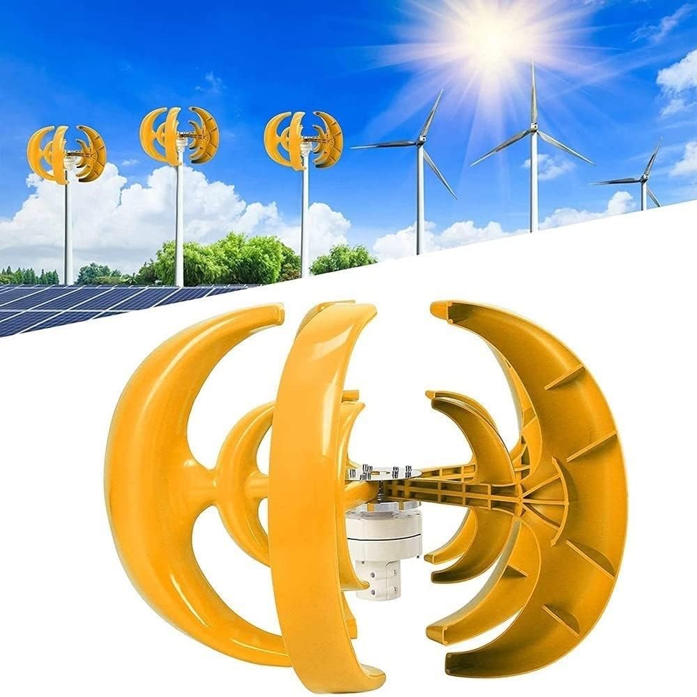 12V 24V 48V Wind Turbine Generator with Controller, Vertical Axis Windmill Generator, 5 Blades Free Energy Generator for Home Farm Street Lamps