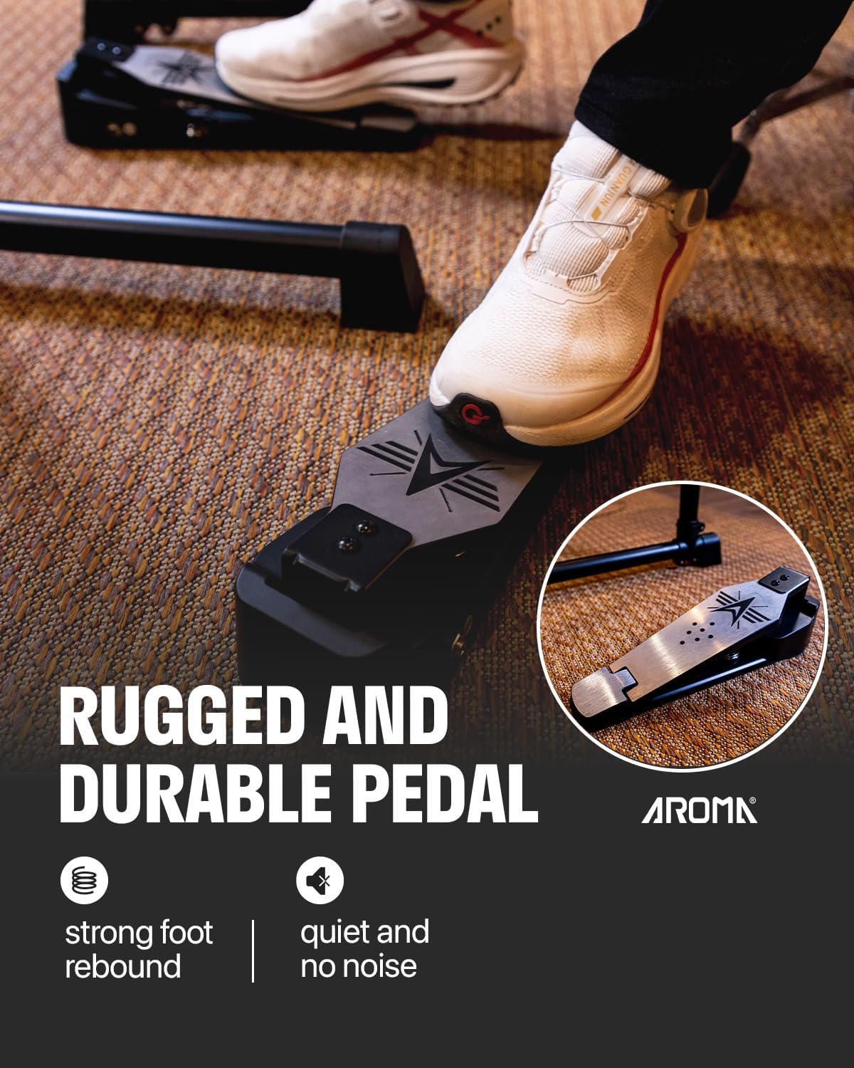 AROMA TDX-18 Electronic Drum Set with 4 Quiet Mesh Drum Pads, 2 Switch Pedal, Portable and Solid Drum Set with, Bluetooth, Drum Throne, Headphones and Sticks