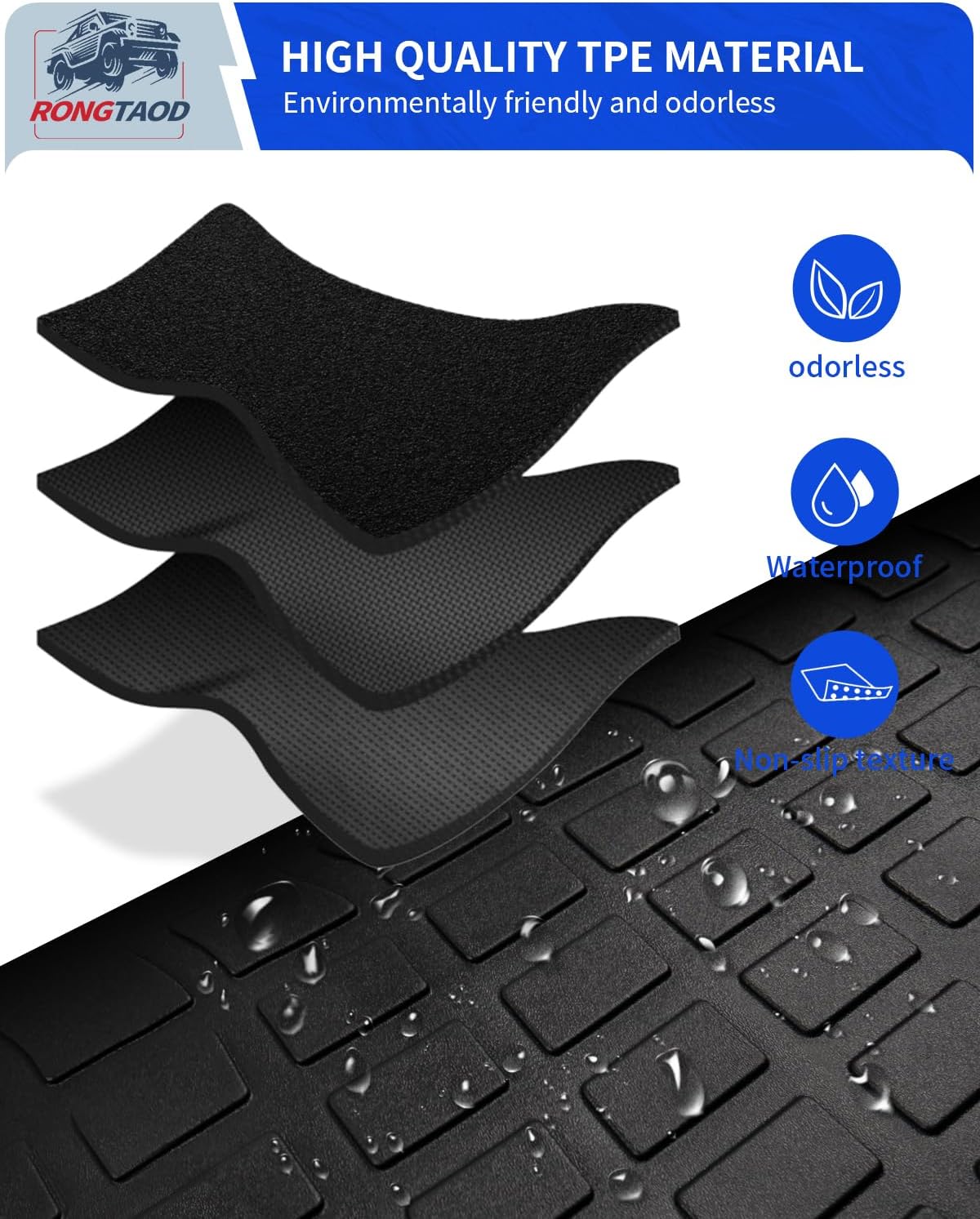 Rongtaod Floor Mats Compatible with 2019-2023 Jeep Cherokee Trunk Mat Cargo Mat Cargo Liner All Weather Trunk Liner 2022 Jeep Cherokee Accessories (Trunk Mat+Floor Mats)