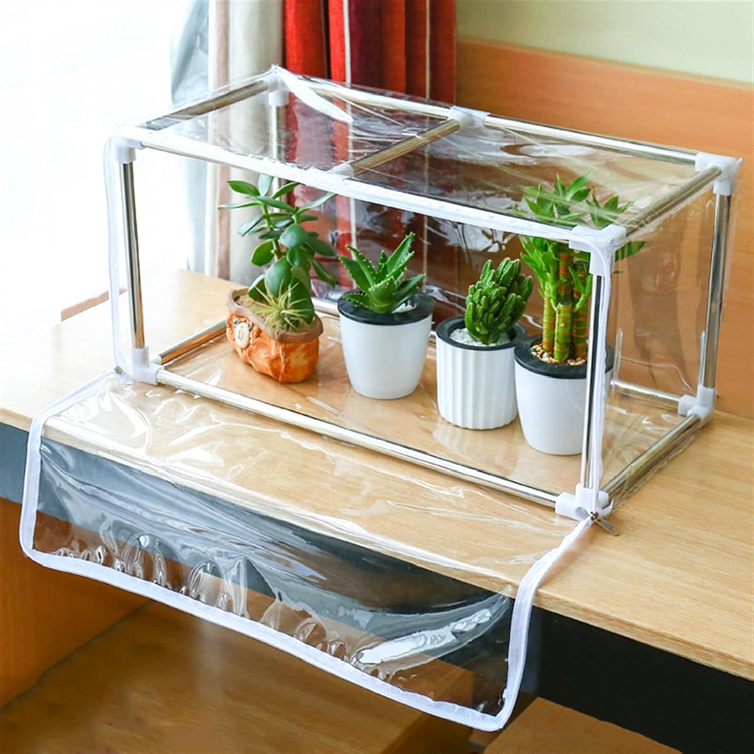 Portable Garden Greenhouse,with Zipper Doors,Reinforced Frame and PVC Cover, Plastic Plant Gardening Greenhouse, for Seedling,Plant Growing in Winter or Any Season ( Size : 100*40*40cm )