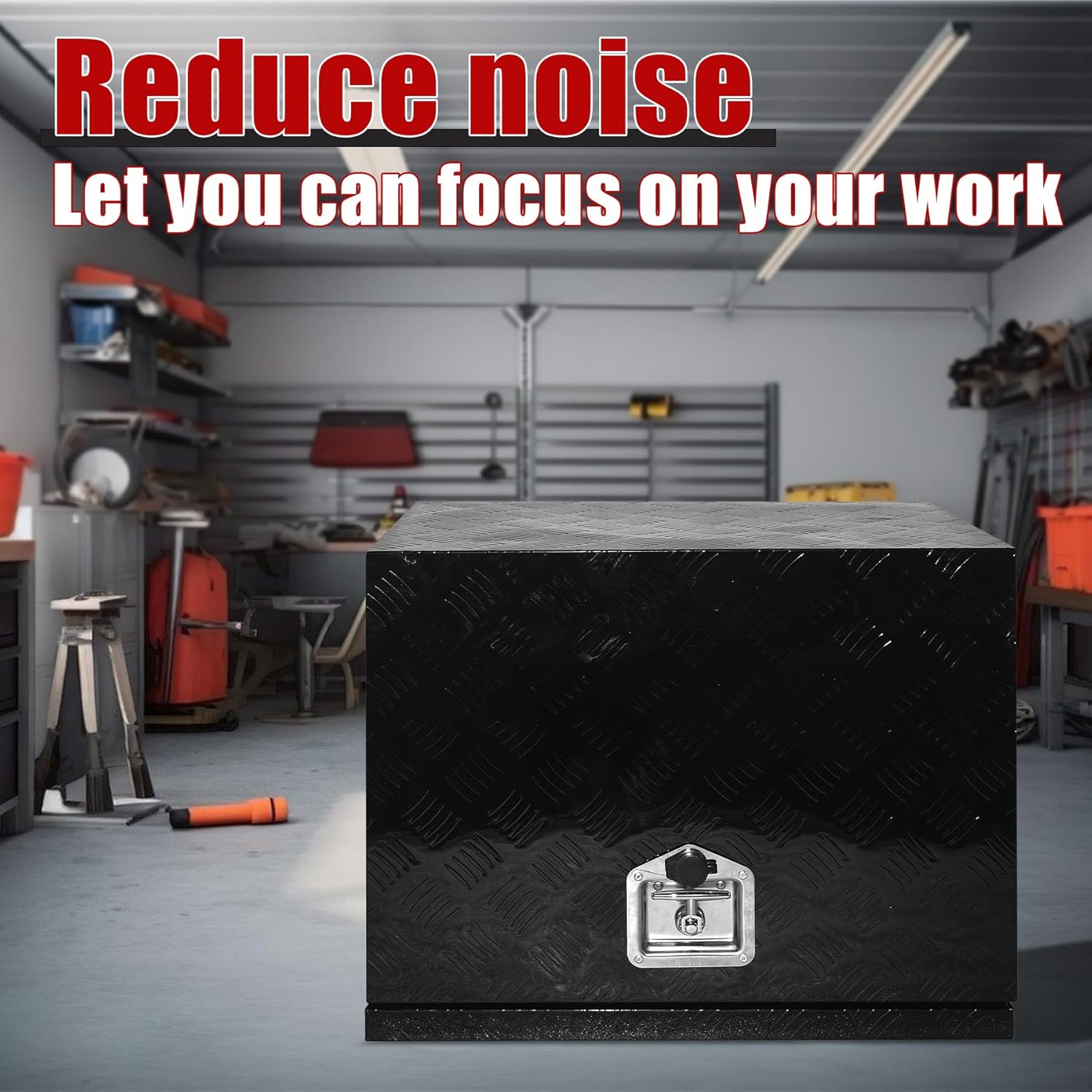 24.4x15.7x19.7 Inch Aluminium Generator Toolbox Heavy Duty Generator Storage Box Sealed waterproof with Lock and Keys suitable for RV Garage Black