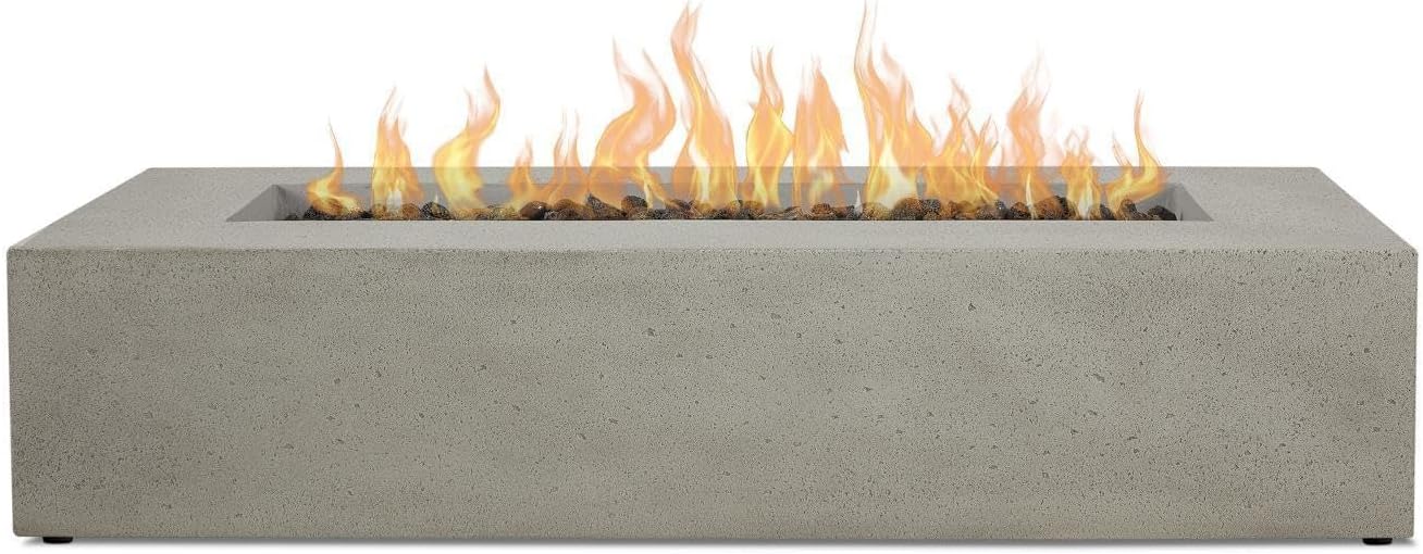 BBQGuys Signature La Valle 56-Inch Rectangle Propane Fire Table - Flint - 1590LP-FLNT