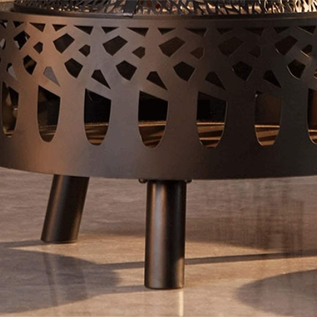 Fire pits Multifunction Outdoor Fire Pit with Log Grate Metal Firepit Patio Stove Wood Burning BBQ Grill Fire Pits Bowl, Poker for Backyard Garden Fire Pit