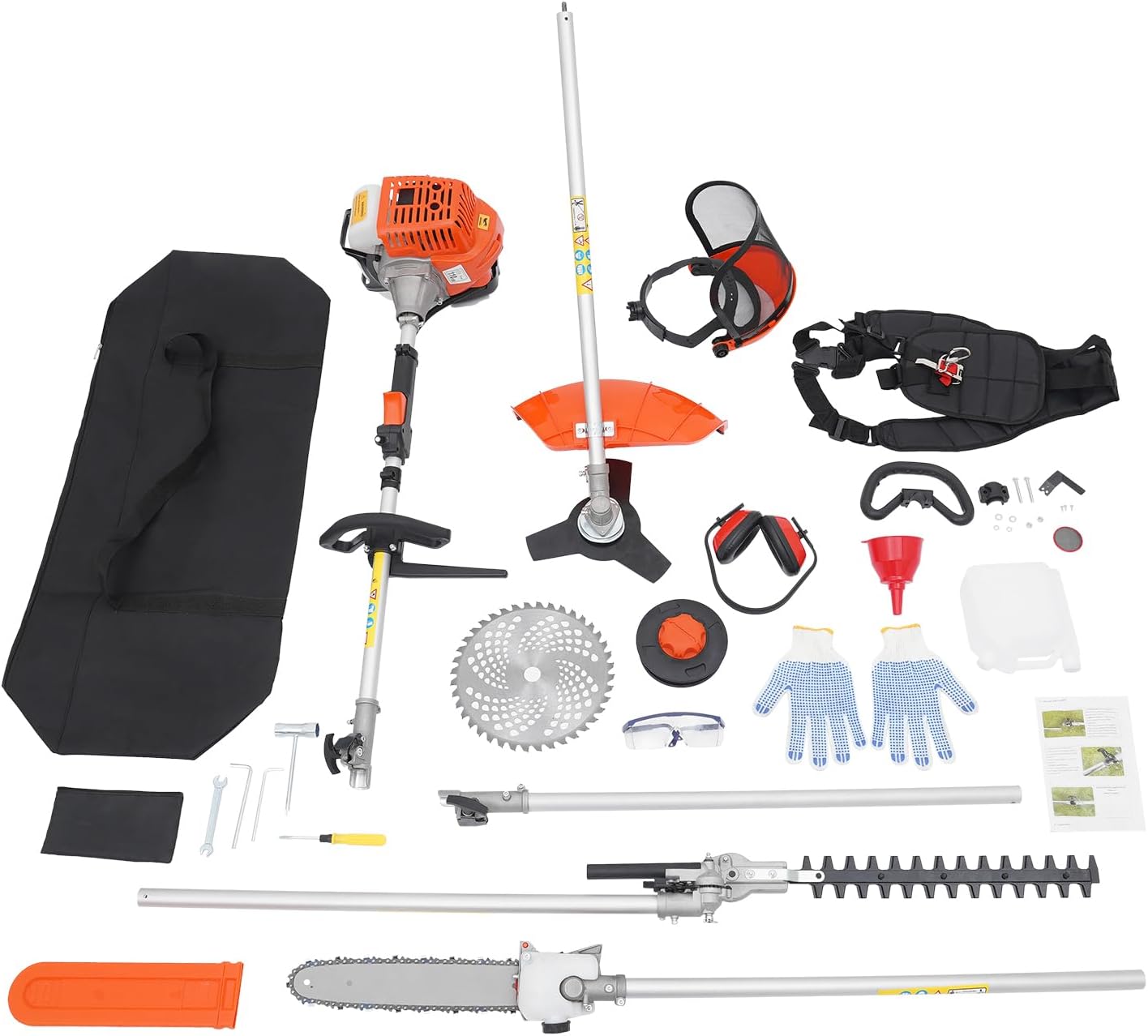 2.3HP 52cc Gas Weed Wacker 5-in-1 Multi-Functional Trimming Tools Weed Eater, String Trimmer, Edger, Brush Cutter & Pole Chainsaw Pruner w/Extension Pole for Yard Garden Lawn and Shrub Pruning