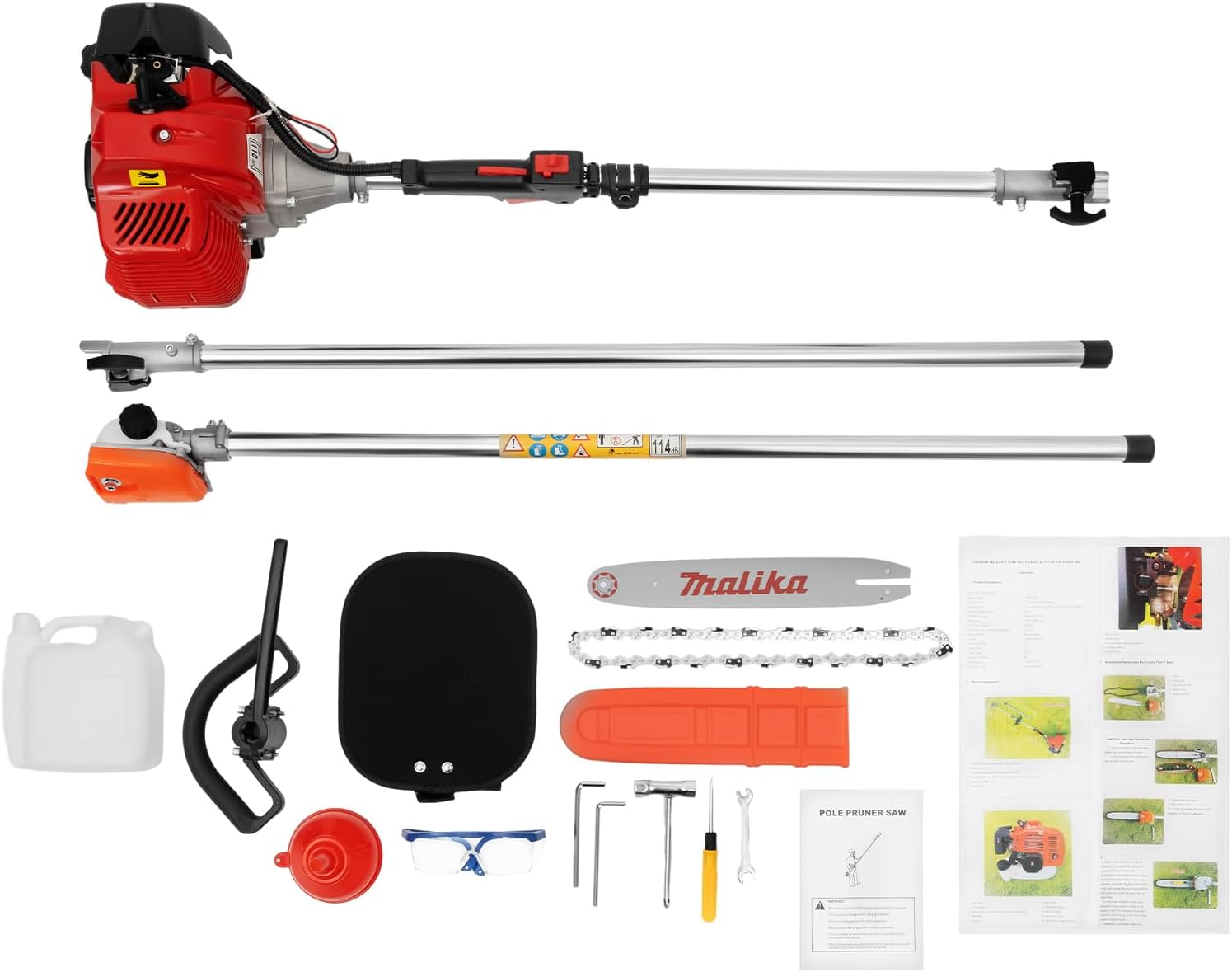 42.7CC 2 Stroke Gas Powered Pole Saw Tree Pole Pruner Chainsaw Trimmer with 12