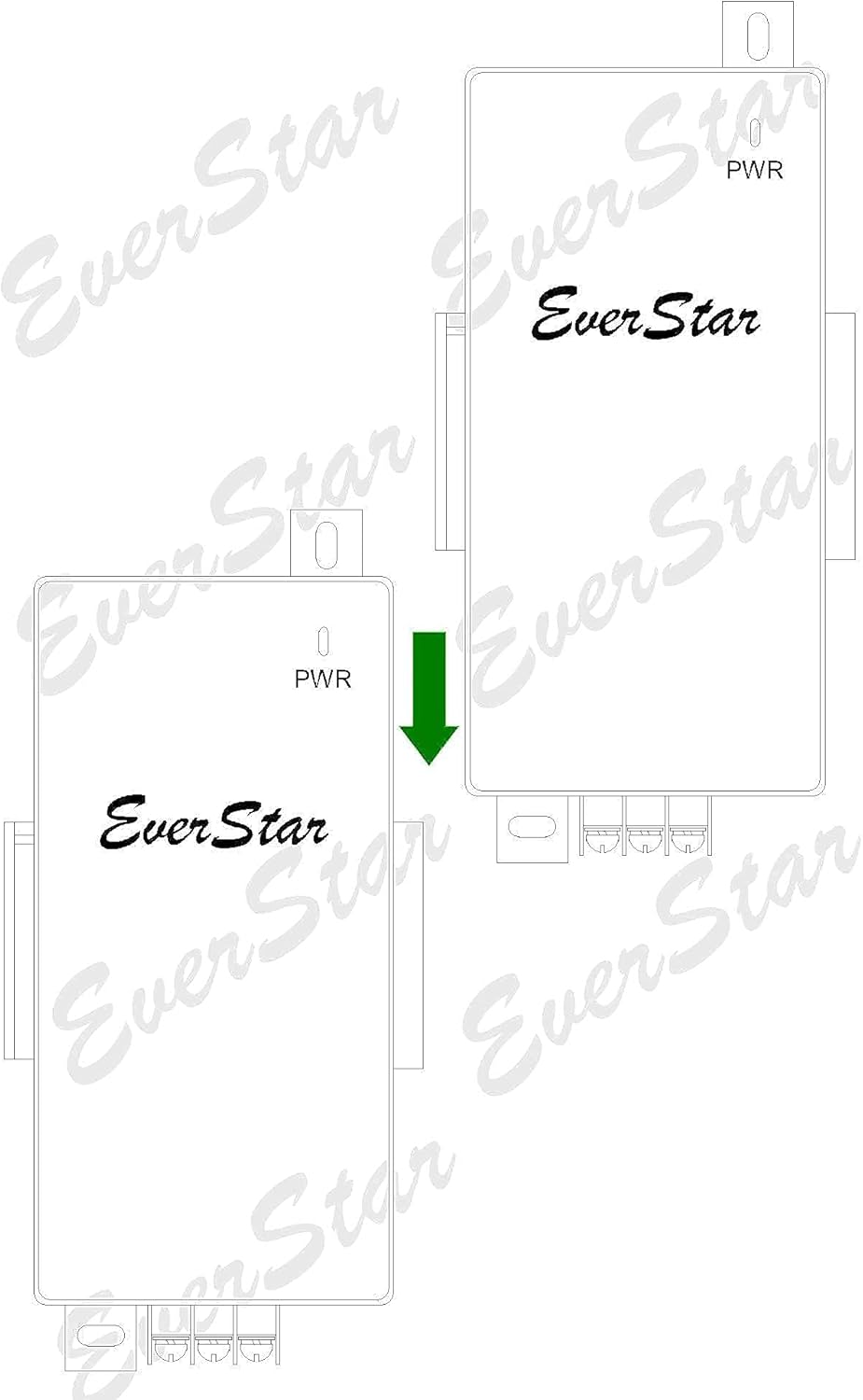 EverStar iPoE-65W55GDM Gigabit | 18-36V DC in | 55VDC/1.18A 65W PoE++ Out | DC-DC Converter + Passive Mode A&B Solar PoE++ Injector for AirFiber AF-24_24HD_5/5U_11FX, AXIS Cameras | Black