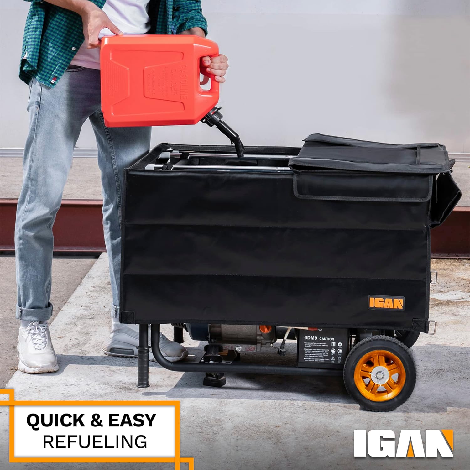 IGAN Generator Covers While Running for most 3500w-12000w Generators - Ultra Heavy Duty Generator Covers for Outside - Portable Waterproof Generator Cover, Generator Enclosure Outdoor, Black