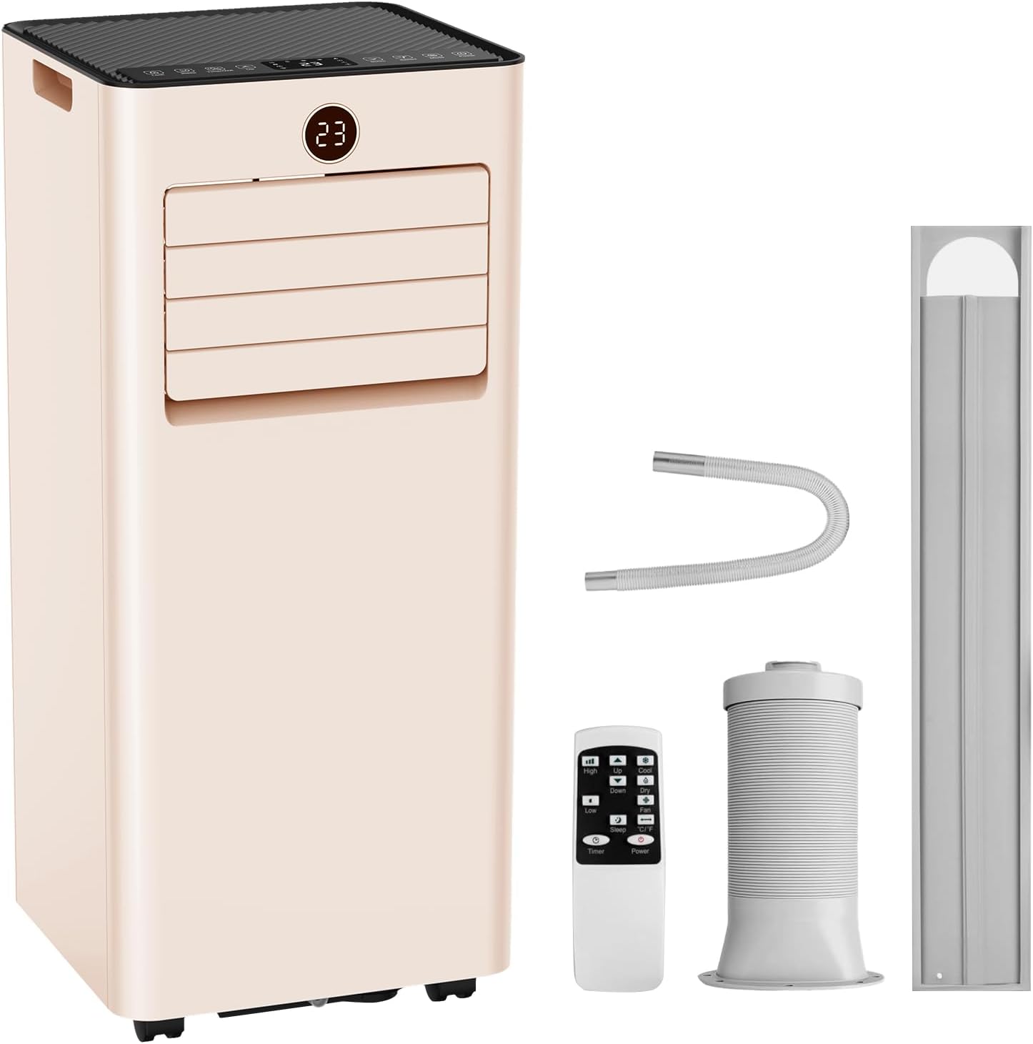 Powerful and Quiet 8000 BTU Portable Air Conditioner 3-in-1 for Medium Rooms with 24 Hour Timer, Light Brown