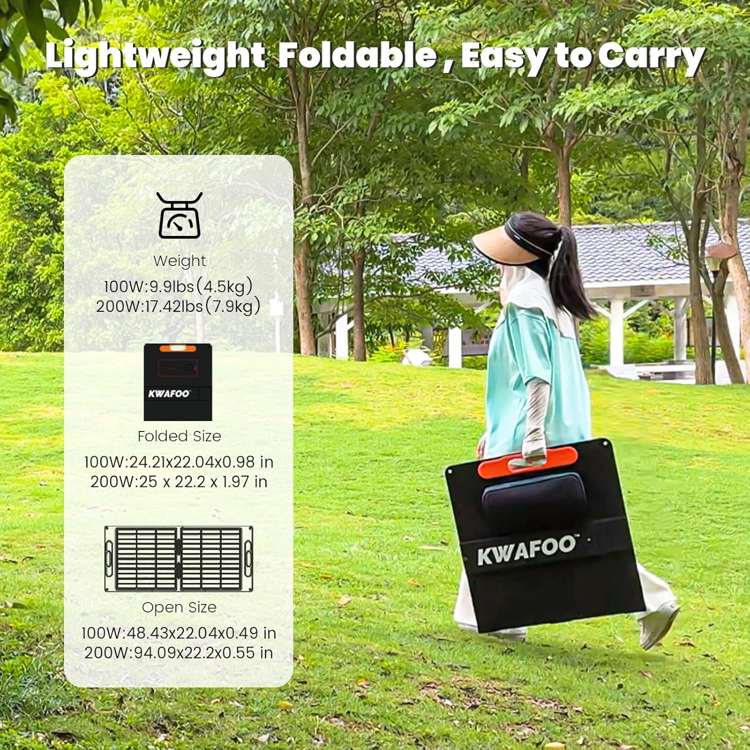 100 Watt Portable Solar Panel for Power Station, 100W 20V Foldable Solar Charger with MC4 Cable, USB Output, Folding 100w Solar Panel for RV Camping Blackout Off Grid System