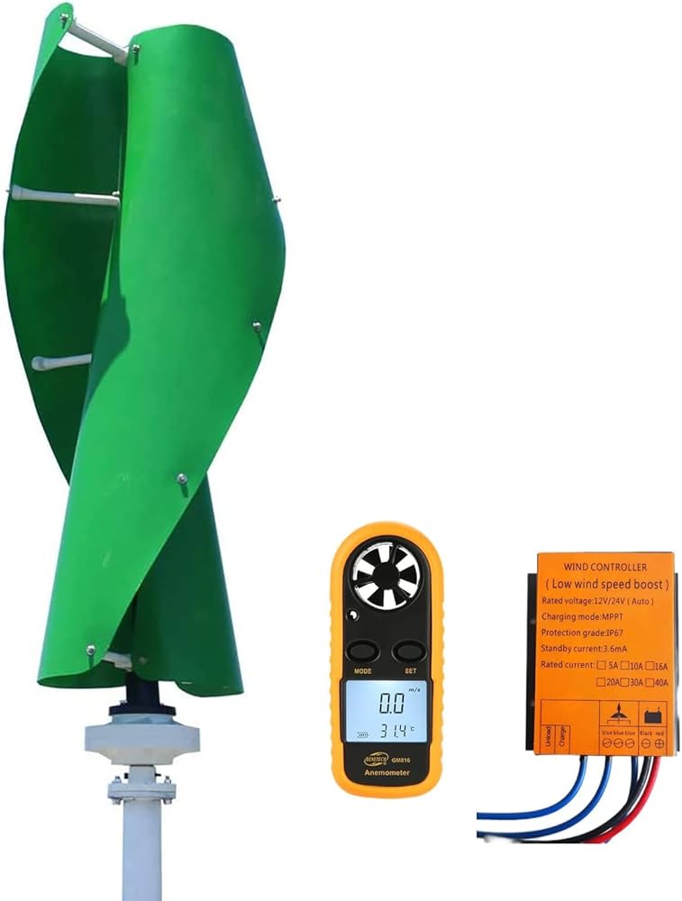 Green Vertical Wind Turbine 8000W AC Maglev Axis Coreless Permanent Magnet Wind Generator Windmill for Home