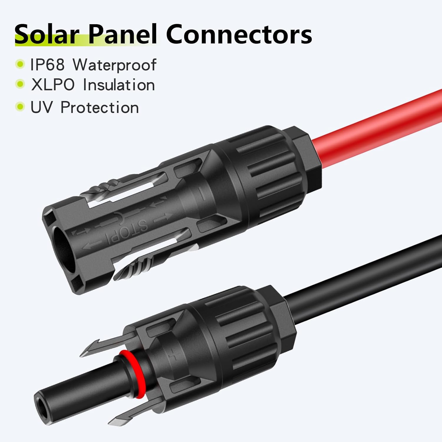 10 Pairs Solar Connector (10AWG) and Solar Cable Extension 50Ft