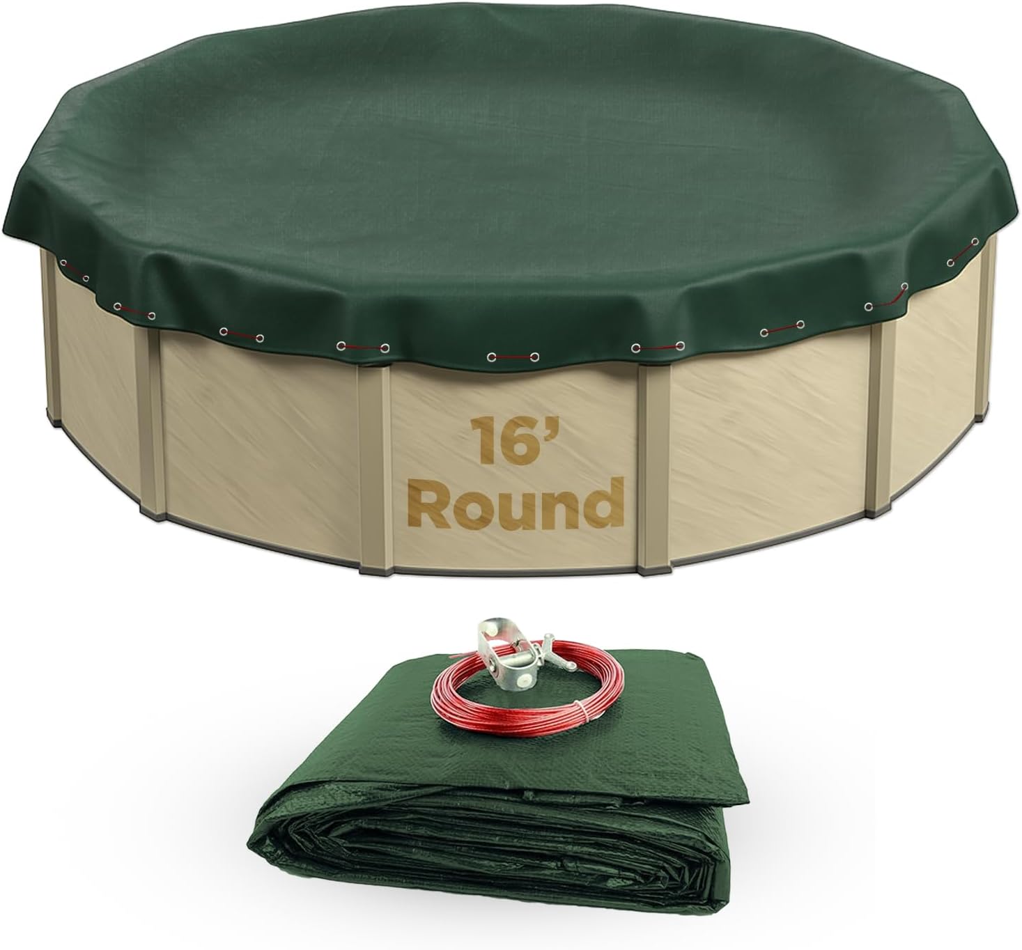 Buffalo Blizzard Ripstopper 16 ft Round Winter Pool Cover | Green Heavy Duty Cover for Closing Above Ground Swimming Pools | Easy to Install | Cold & UV Resistant | Shields from Seasonal Debris
