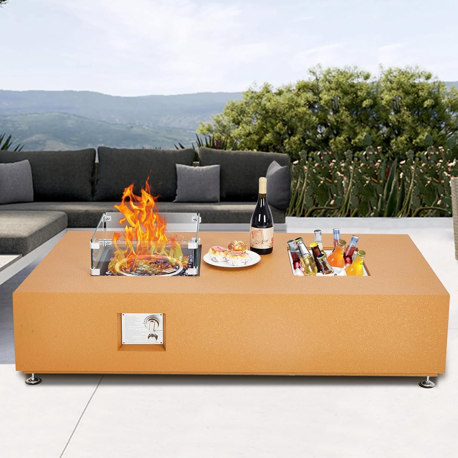 2-in-1 Outdoor Fire Table & Dining Table | 5,000 BTU 56