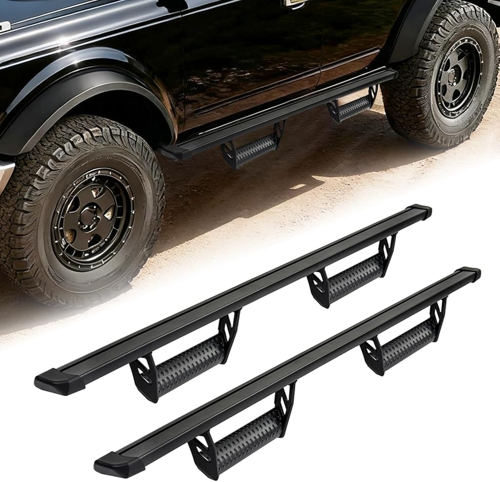 Running Boards for 2020-2026 Jeep Gladiator JT 4 Door 600 Lbs Side Steps Step Bars Nerf Bars Off Road Exterior Accessories Drop Down Hoop Style Black Aluminum 2Pcs