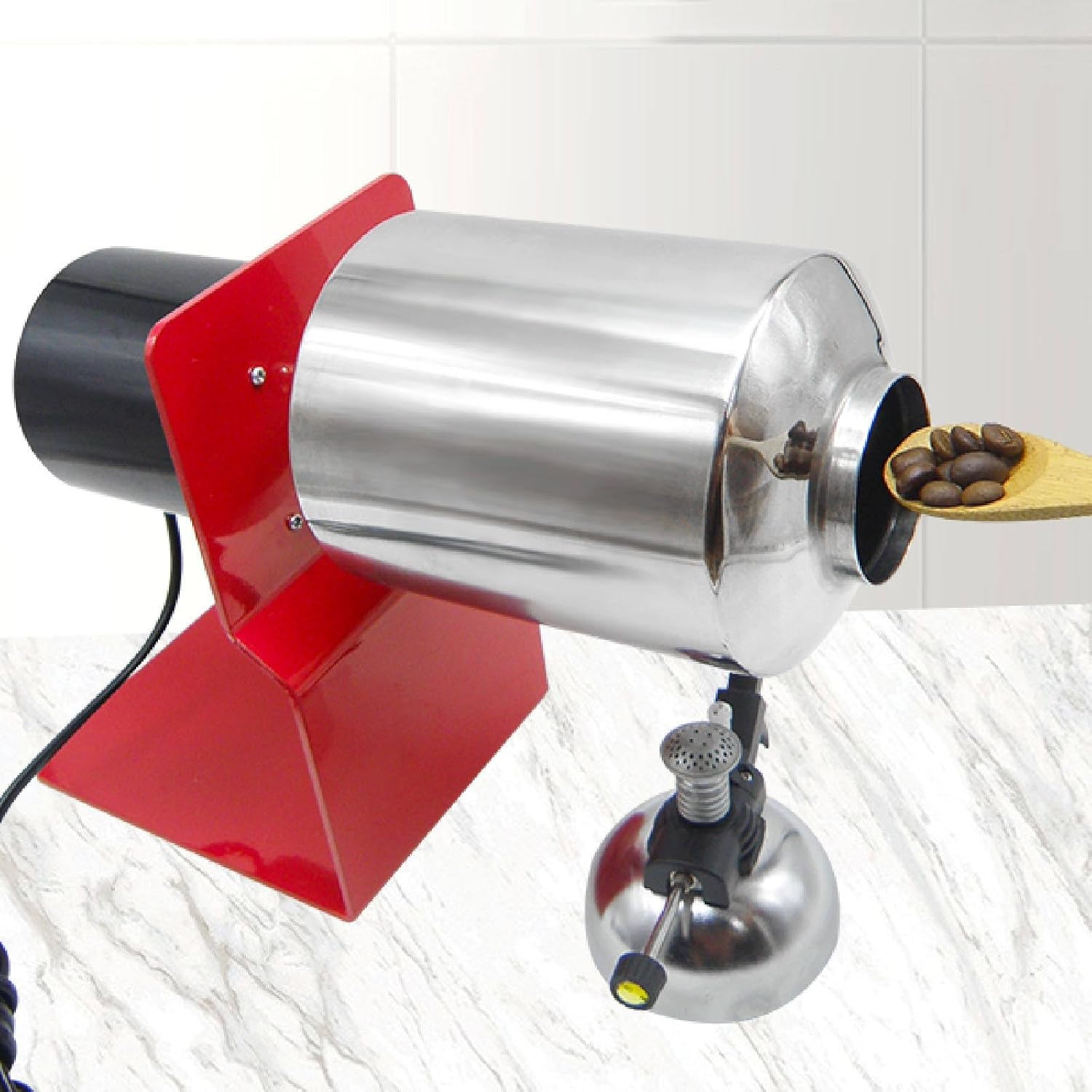 120g Electric Coffee Roaster Machine, Household Coffee Bean Baker Roasting Machine with Heating Furnace,45 RPM, Electric Drum Type,Chestnut Seed Nut Roasting Machine