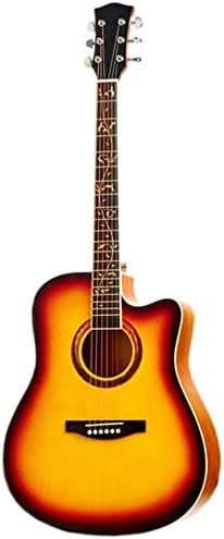 Full Size Guitar 41 Inch Beginner Practice Travel Guitar Adjustable Metal String Fingerstyle Stable Sound Quality Spruce Beginner Acoustic Guitar Starter Package Student G (Orange Long)