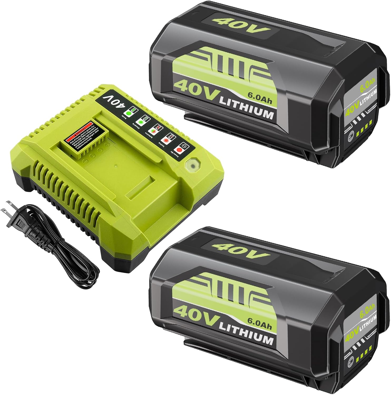 2Pack 6.0Ah Replacement for Ryobi 40V Battery Compatible with Ryobi 40 Volt Lithium ion Battery OP4026 OP40261 OP4050 OP4040 OP40401 OP40201 OP40601 and Cordless Power Tools