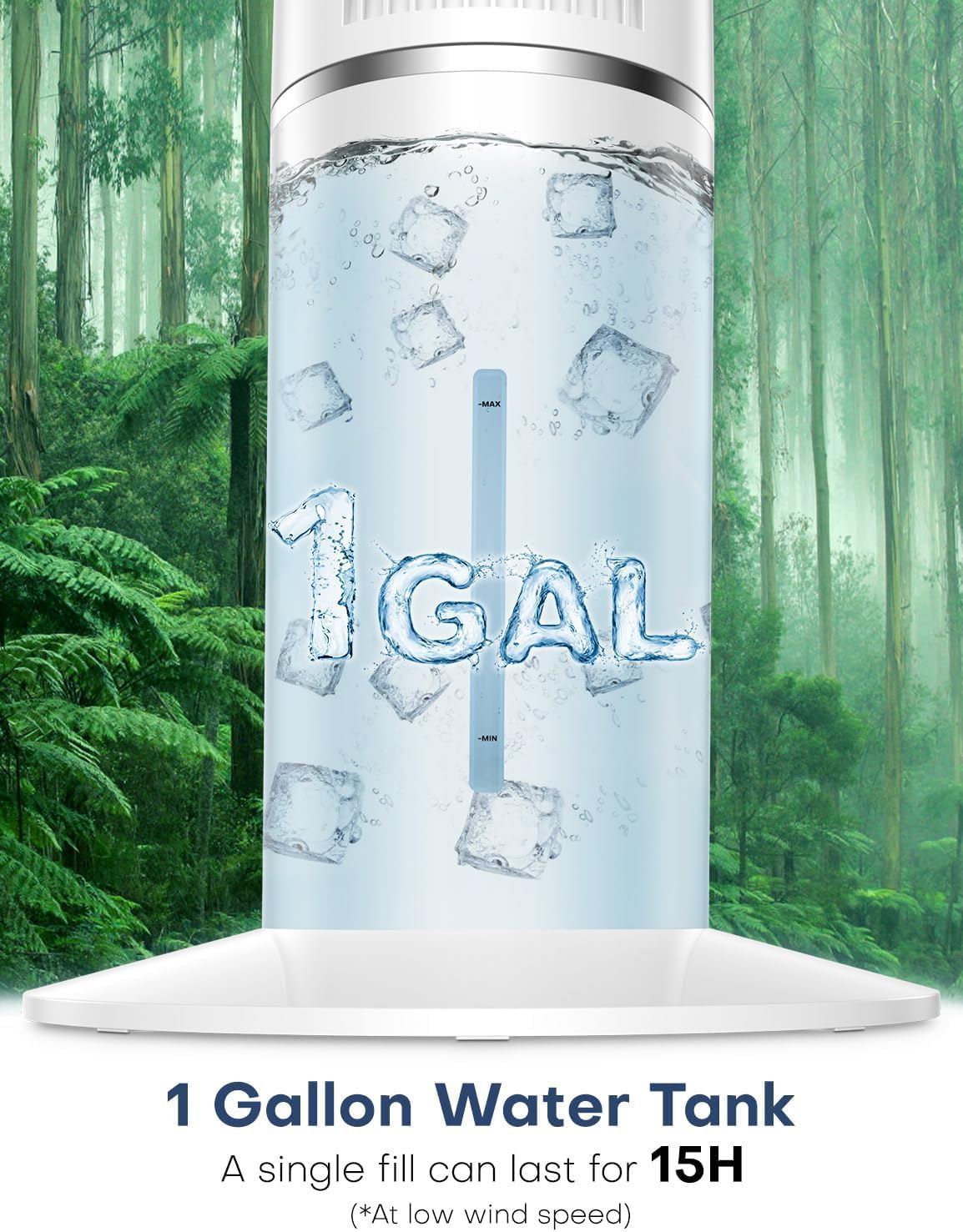 42 INCH Evaporative Air Cooler w/Remote &LED Touch Screen, 4 Mode &3 Speed, 1-Gal Tank for 15H Cooling, 12H Timer for Auto Off, 70°Oscillation Portable Swamp Cooler, Air Cooler for Room Patio