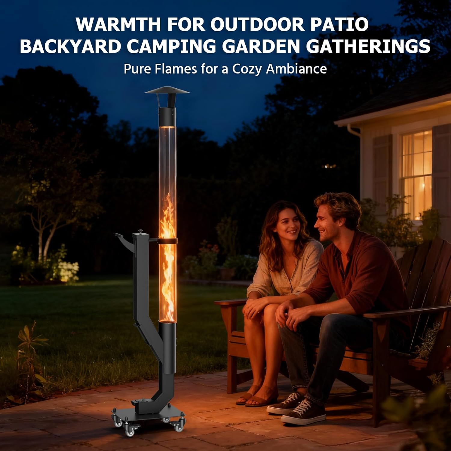 yoyomax Wood Pellet Patio Heater, Outdoor Pellet Heater, Portable Wood Pellet Fire Pit with Ash Tray Patio Rocket Stove for Backyard Camping Garden Balcony, PH08PRO