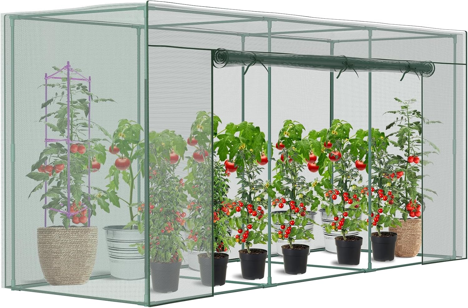 DoCred Crop Cages for Garden Plant, 11.8x4x6 Ft Plant Protection Tent with Zippered Door, Raised Bed Cover, Garden Bed Cover with Frame, Wind-Resistant Plant Cages for Outdoor Plants Vegetable Flower