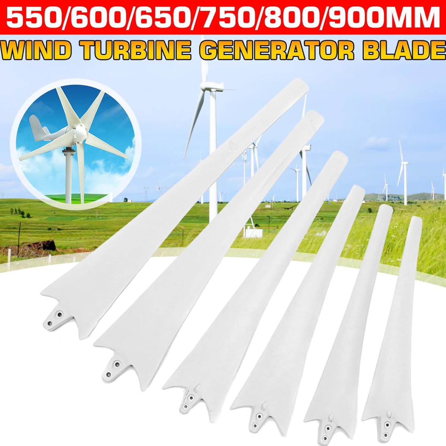 1Pcs Wind Blade Nylon Fiber Blade Wind Turbine Generator Windmill Power Charge Accessories for Horizontal Wind Generator (550Mm)