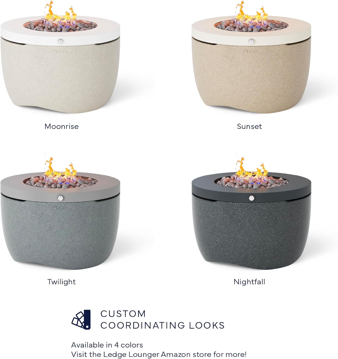 Ledge Lounger Halo Firepit - Smokeless Outdoor Fire Pit Table - 70,000 BTUs Propane Connector and Lava Rocks Included - All Season Heavy Duty (Nightfall)