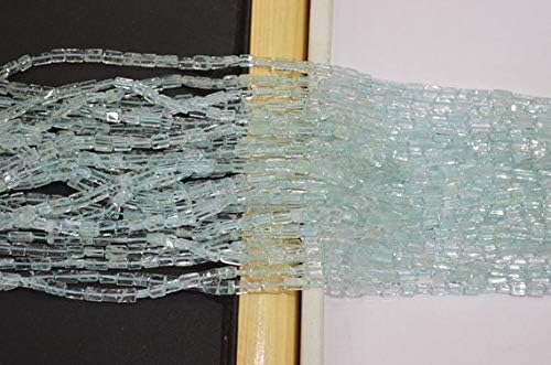 25 strands of natural aquamarine smooth rectangle beads,14 inch strand 3x4 to 3x5 mm