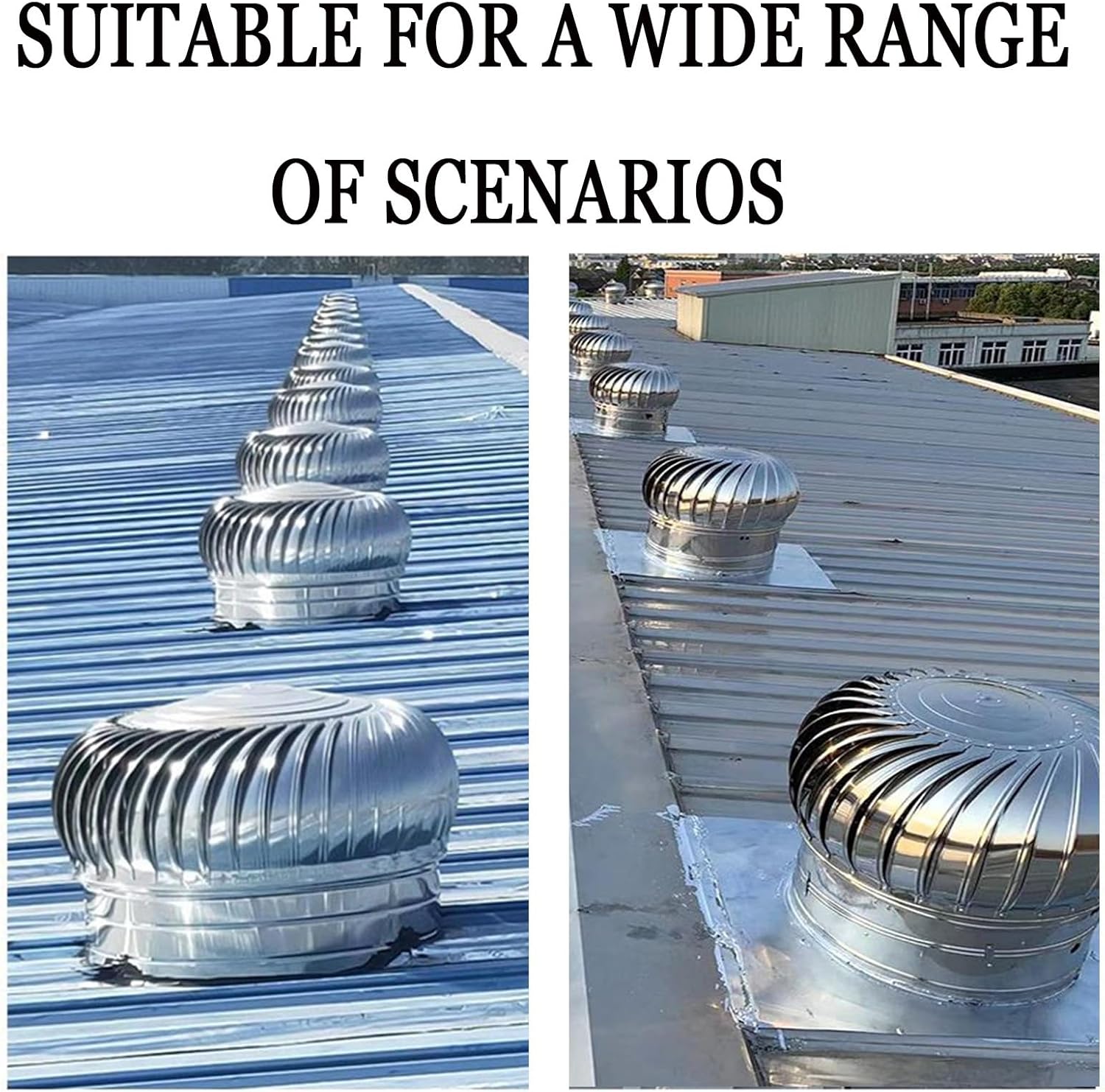 Wind Turbine, Dome Ventilator, Cap Vent Round, Stainless Steel Exhaust Cap, Wind Turbines Air Vents, Internally Braced Wind Turbine, DIY Easy Vent Hookup Kit, for Ventila,Silver-7.9inch(200mm)