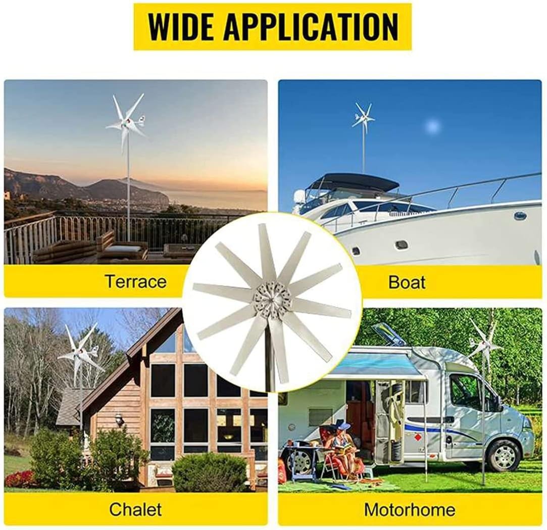 LiuSj JUnSt 10000W Wind Turbine Generator 10 Blades Free Energy Windmill 12V -220V Wind Power with Controller for Home Outdoor Camping Use