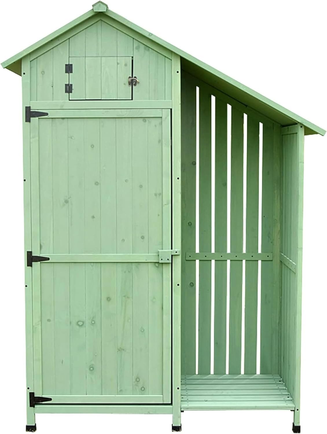 Tall Wooden Outdoor Storage Shed with Top Independent Space, Large Garden Tool Storage Cabinet, Waterproof Garden House for Patio Furniture, Backyard (A)