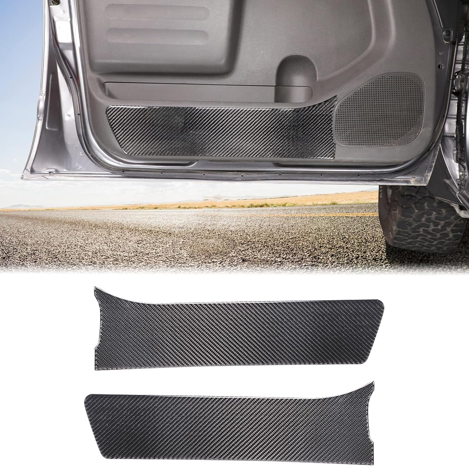 Aunginsy Car Front Door Anti Kick Panel Trim Compatible with Nissan Frontier 2009-2017, Soft Carbon Fiber Inner Front Door Anti Kick Panel Decorative Sticker Protection Cover Interior Accessories