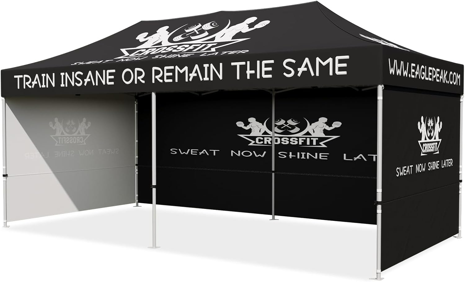 EAGLE PEAK Custom Printed Aluminum Canopy Tent with 3 Wall Panels with Your Logo and Design 10x20 ft, Personalized Advertising Pop Up Canopy for Tradeshow, Business Events, Markets and Sport Events