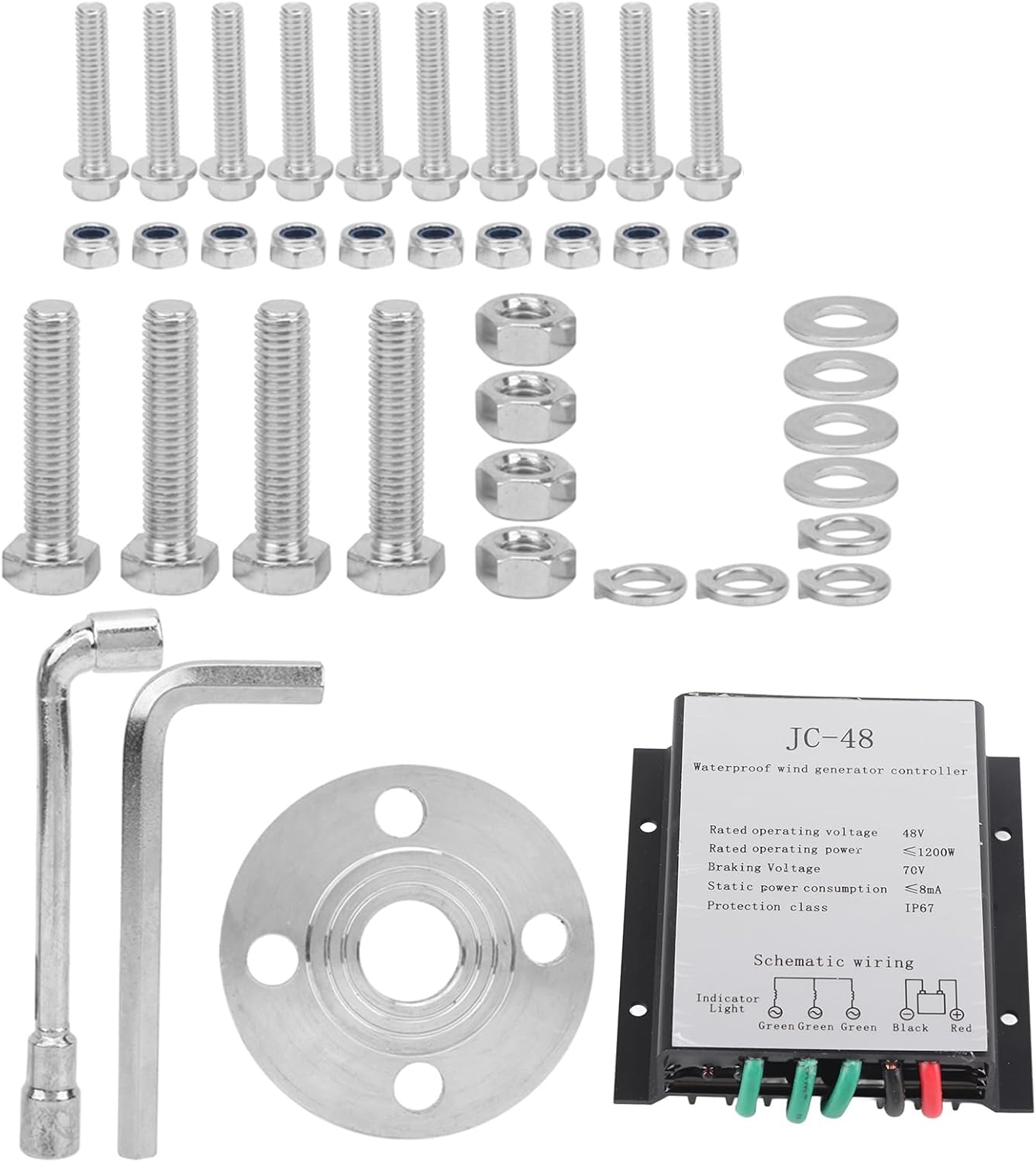 Oumefar 100W High Efficiency 5 Blades Wind Turbines Generator for Boats Mobile Homes, Black Alloy Material (Blue #13)