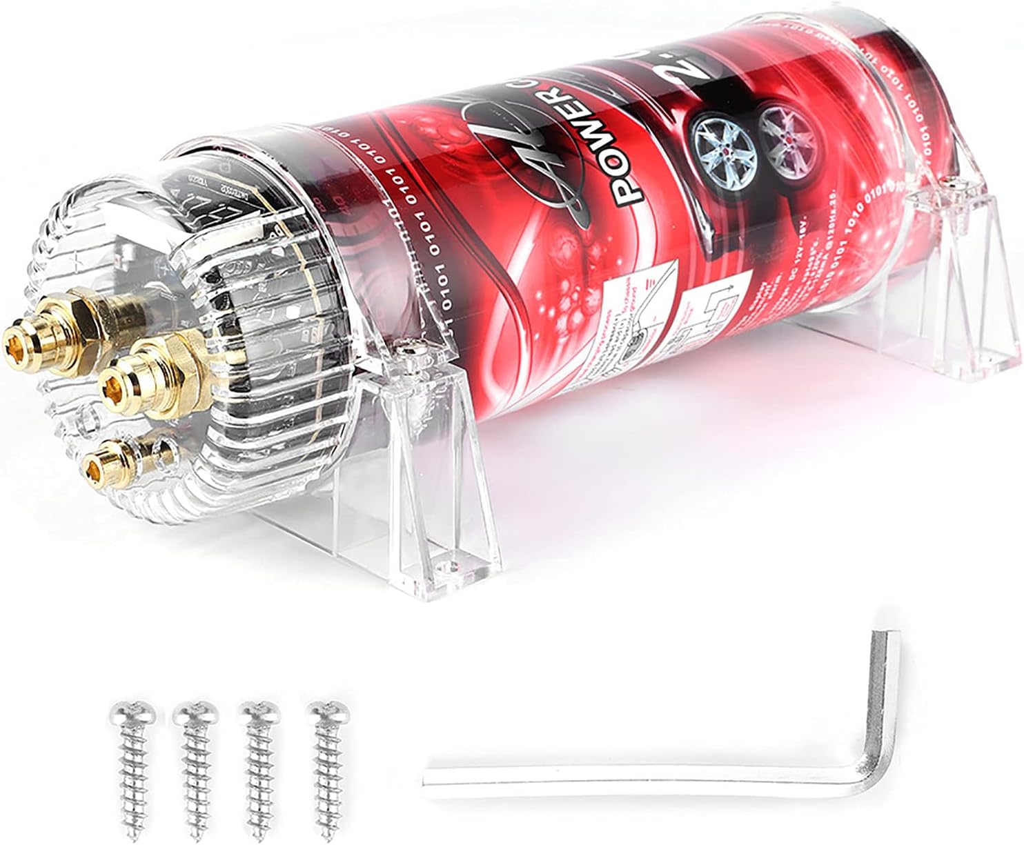 Estink Car Audio Power Capacitor, 2000W High Capacity Performance, Boost Bass Amplifier Power, Instant Power Supply, Integrated Digital Display, Easy Installation Process, Red LED