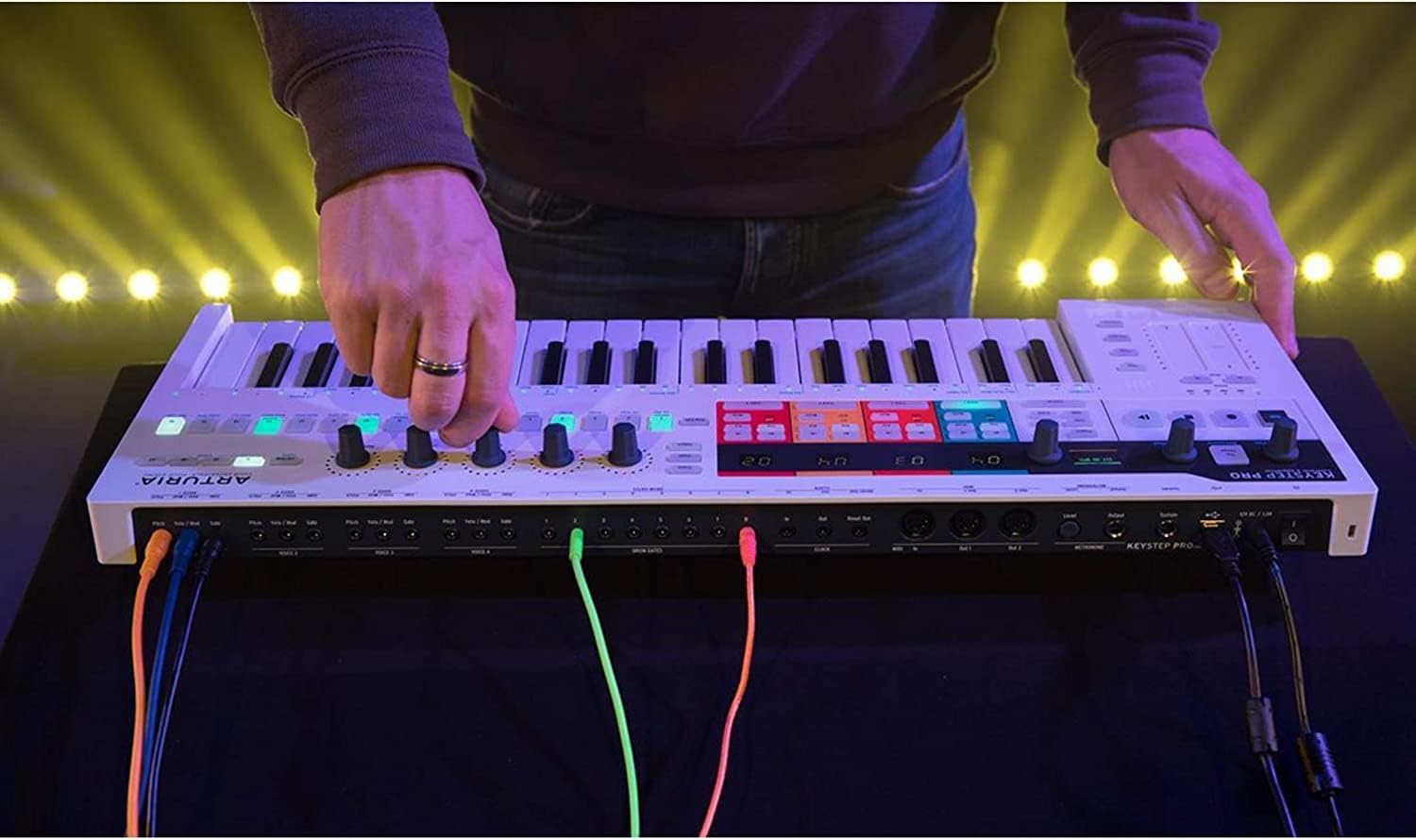 Arturia KeyStep Pro 37-Key Controller & Sequencer USB/MIDI/CV Keyboard Controller Bundle w Studio Headphones & Pig Hog MIDI Cable