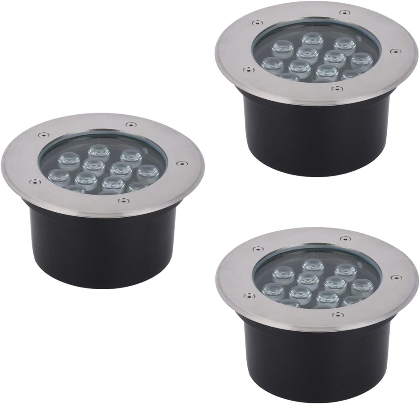 LED In-Ground Lights Garden 85-110V Well Lights IP67 Waterproof Landscape Lighting for Outdoor, Driveway, Deck, Step, Bridge, 3 Pack