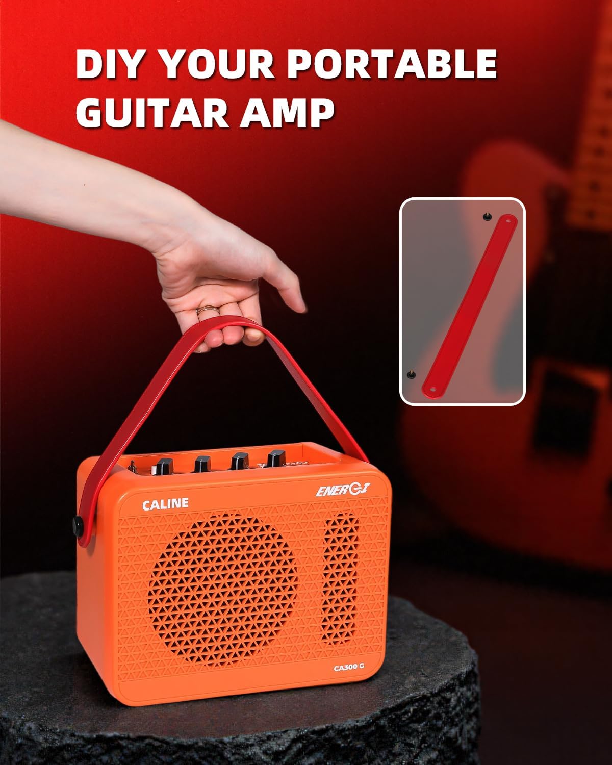 Caline 15W Electric Guitar Amp,Portable Practice Guitar Amplifier with Clean Distortion Effects,Small Bluetooth 5.3inch Speaker Amps for Electric Guita