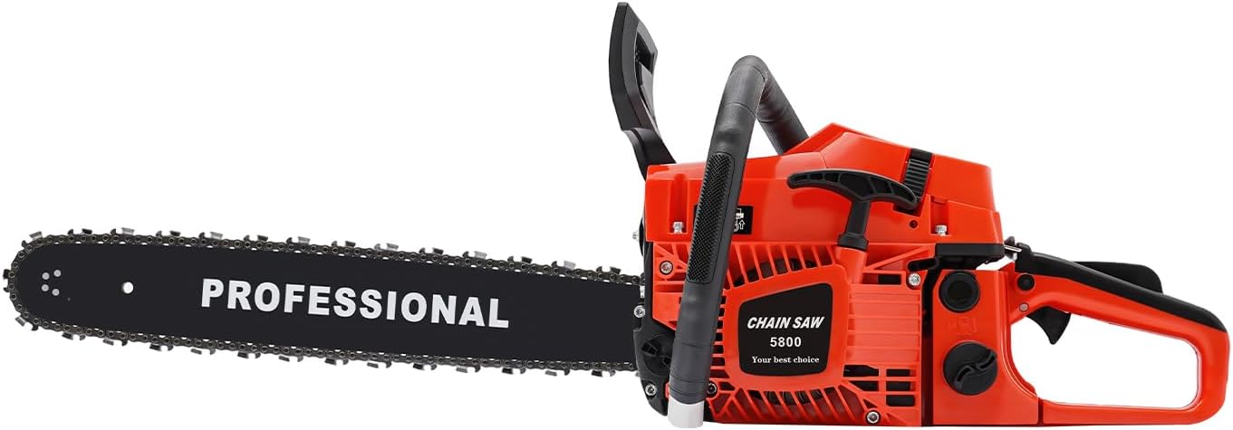20Inch Gas Powered Chainsaw, 3.6HP 2 Stroke Engine Gas Chainsaws, 58CC Gasoline Powered Chainsaw, 19.69