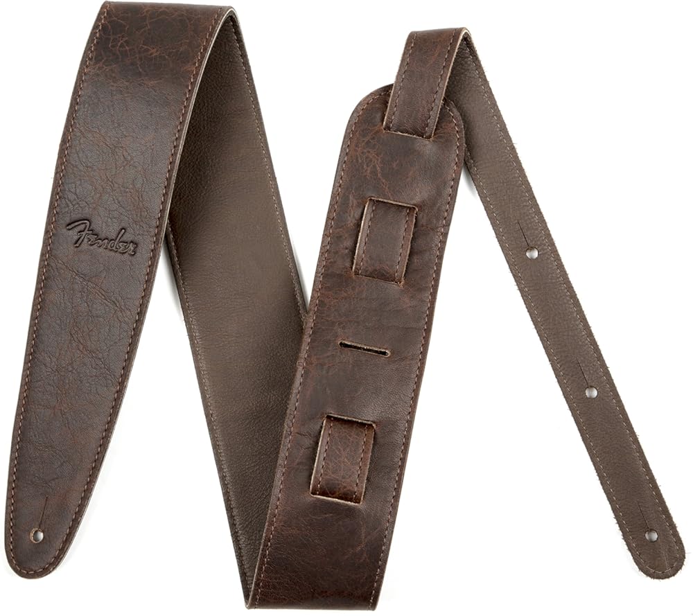 Fender Artisan Crafted Leather Guitar Strap, 2in, Black