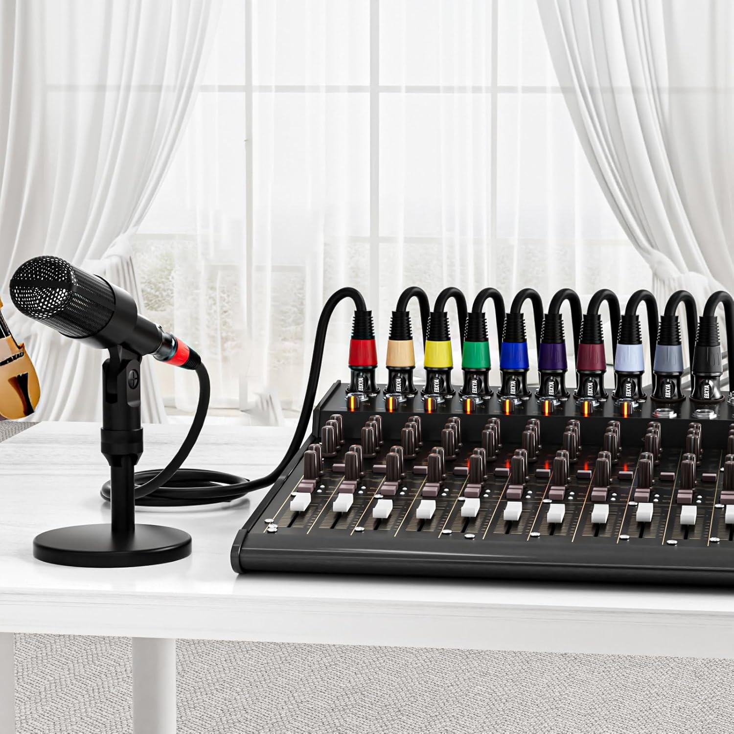 EBXYA XLR Cables 15 Feet - XLR Male to Female for Audio Mixer Microphone, 10 Packs