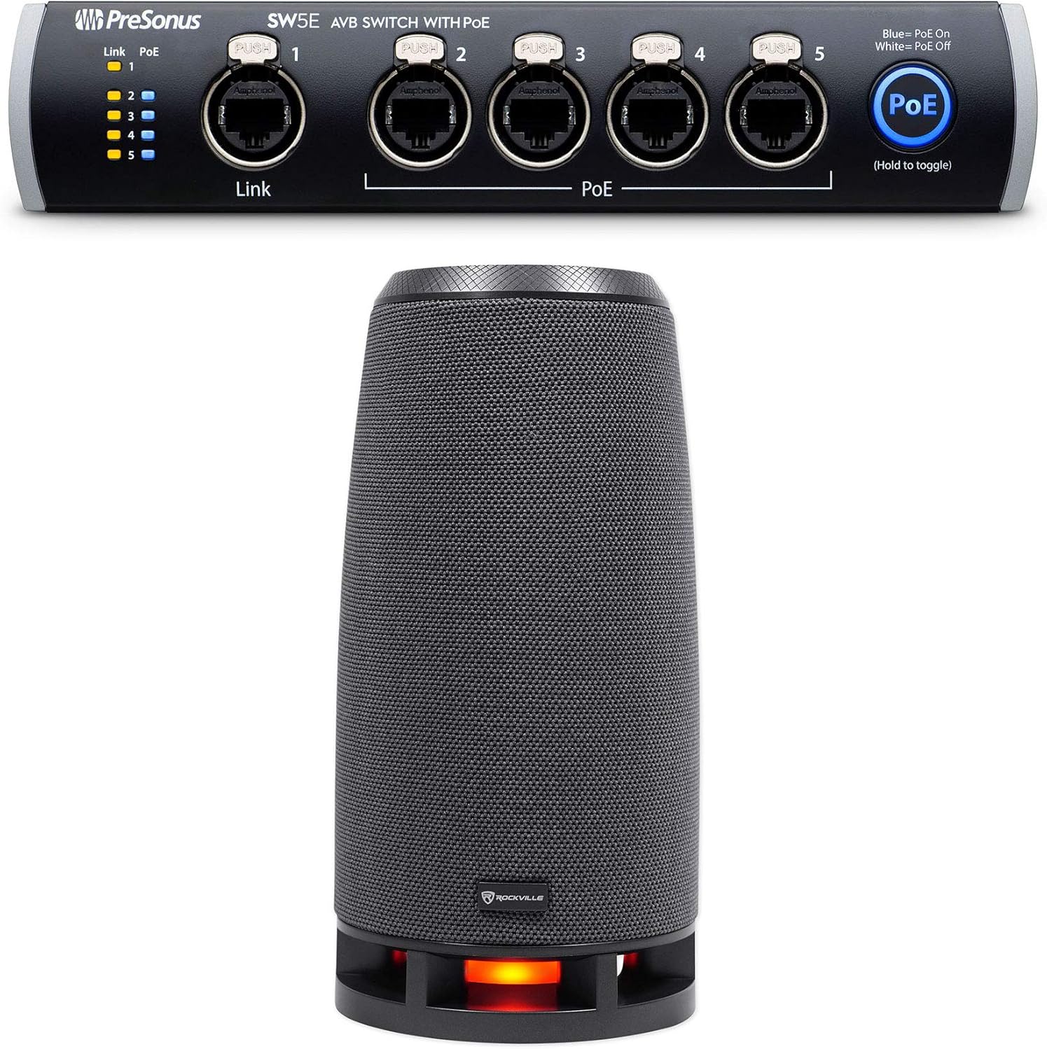 PRESONUS SW5E 5-Port AVB Switch w/PoE, Rack Mountable, Metal Chassis+RockShip